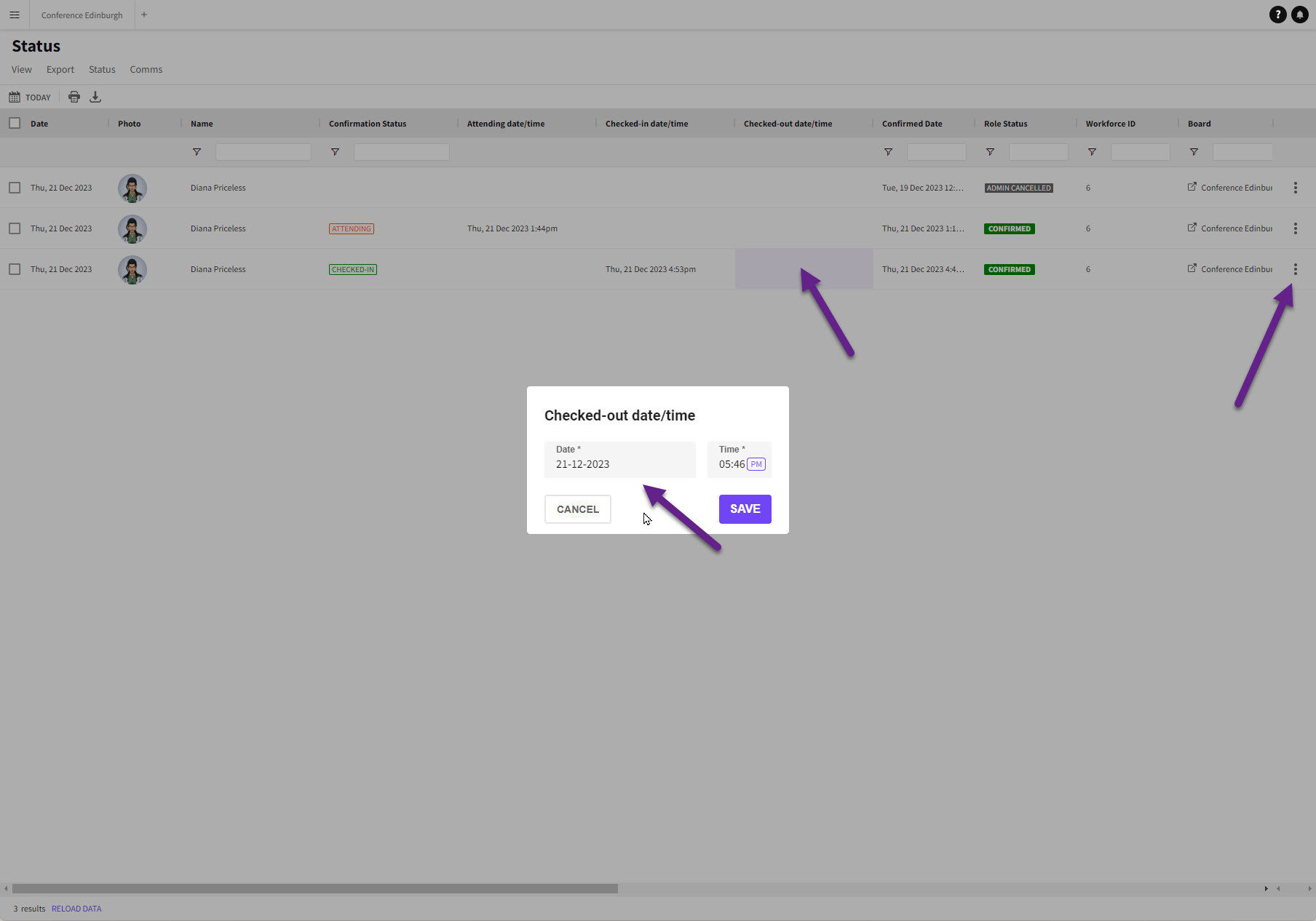 Editing the Status Page