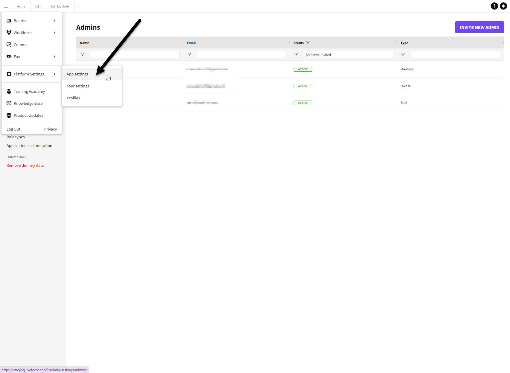 Admin Permissions and Access