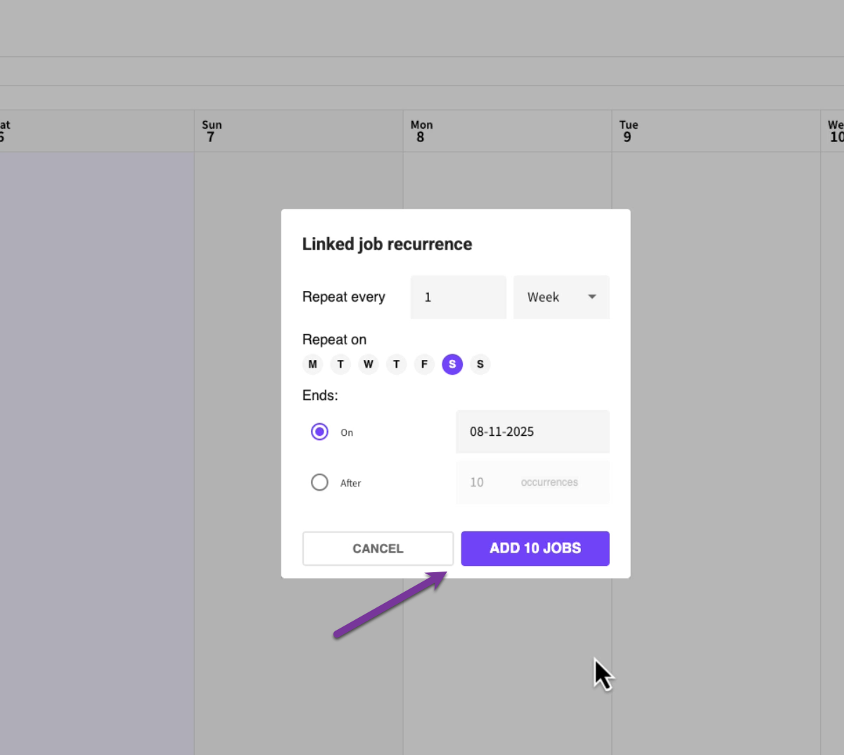 Multi-Day Job Recurrence Creator