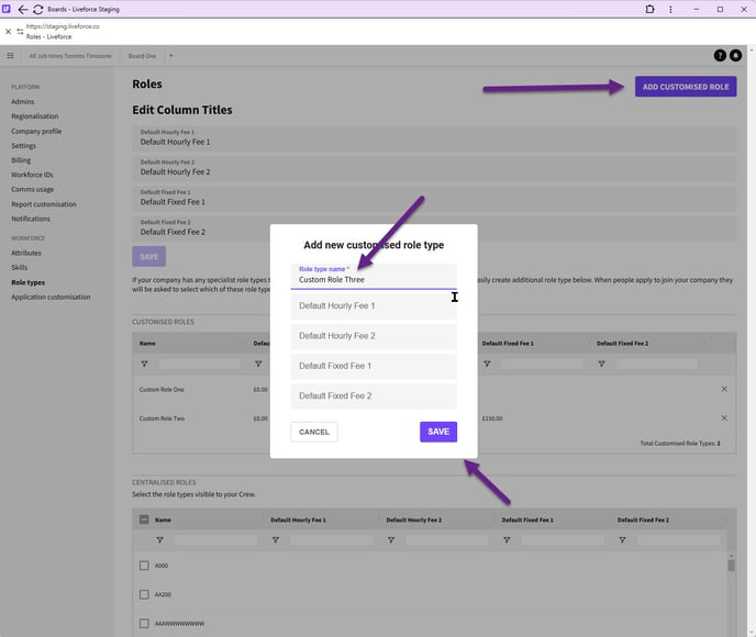 Adding customised role